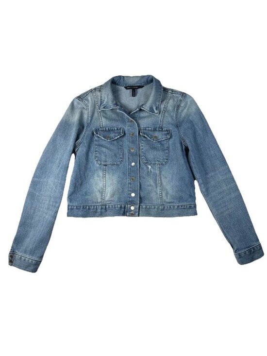 White House Black Market Jackets & Blazers - White House Black Market WHBM US Women’s 6 Light Blue Cropped Denim Jean Jacket